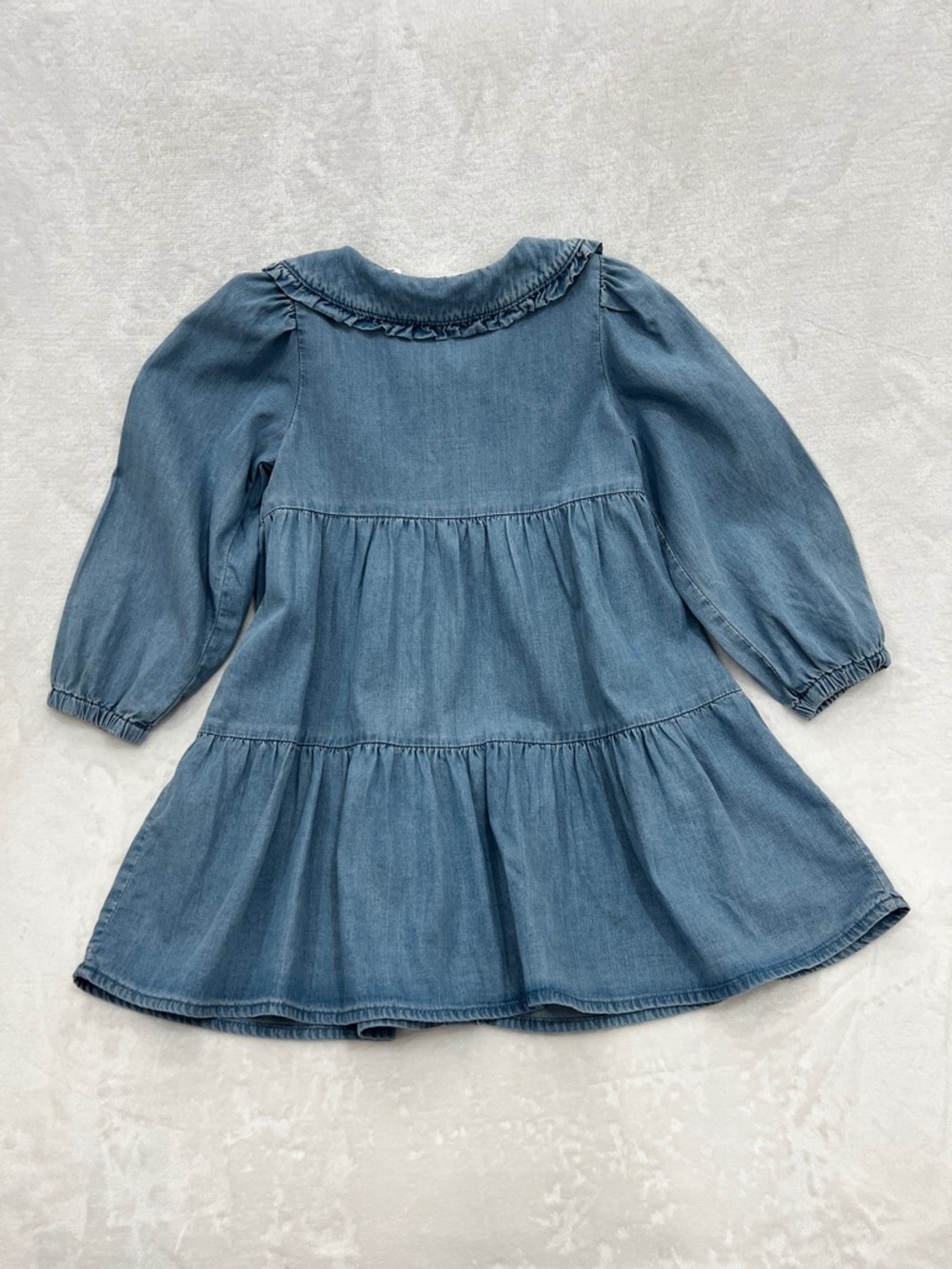 Janie And Jack The Statement Embroidery Collar Dress Soft Denim Girls Size 4 - Picture 2 of 9